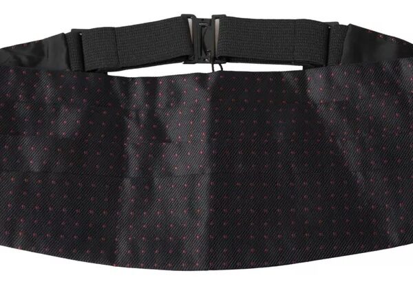 Dolce & Gabbana Black Silk Dotted Waist Tuxedo Belt Cummerbund