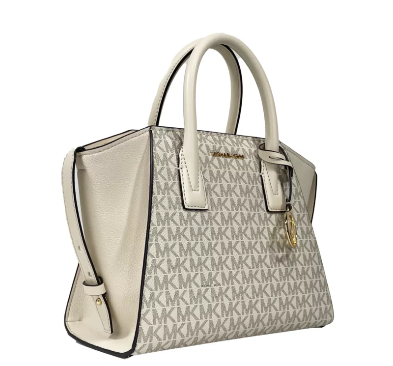 Michael Kors Avril Small Leather Top Zip Satchel Crossbody Bag Cream - Image 4