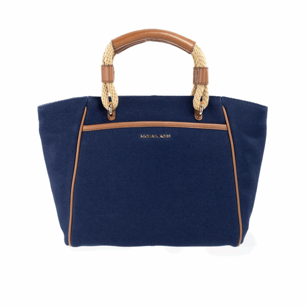 Michael Kors Talia Small Navy Cotton Canvas Tote Crossbody Purse