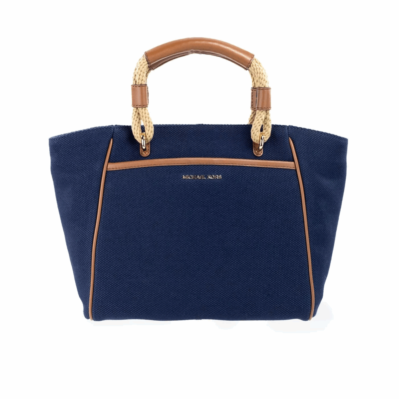 Michael Kors Talia Small Navy Cotton Canvas Tote Crossbody Purse