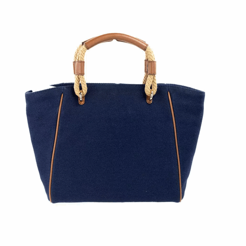 Michael Kors Talia Small Navy Cotton Canvas Tote Crossbody Purse - Image 2