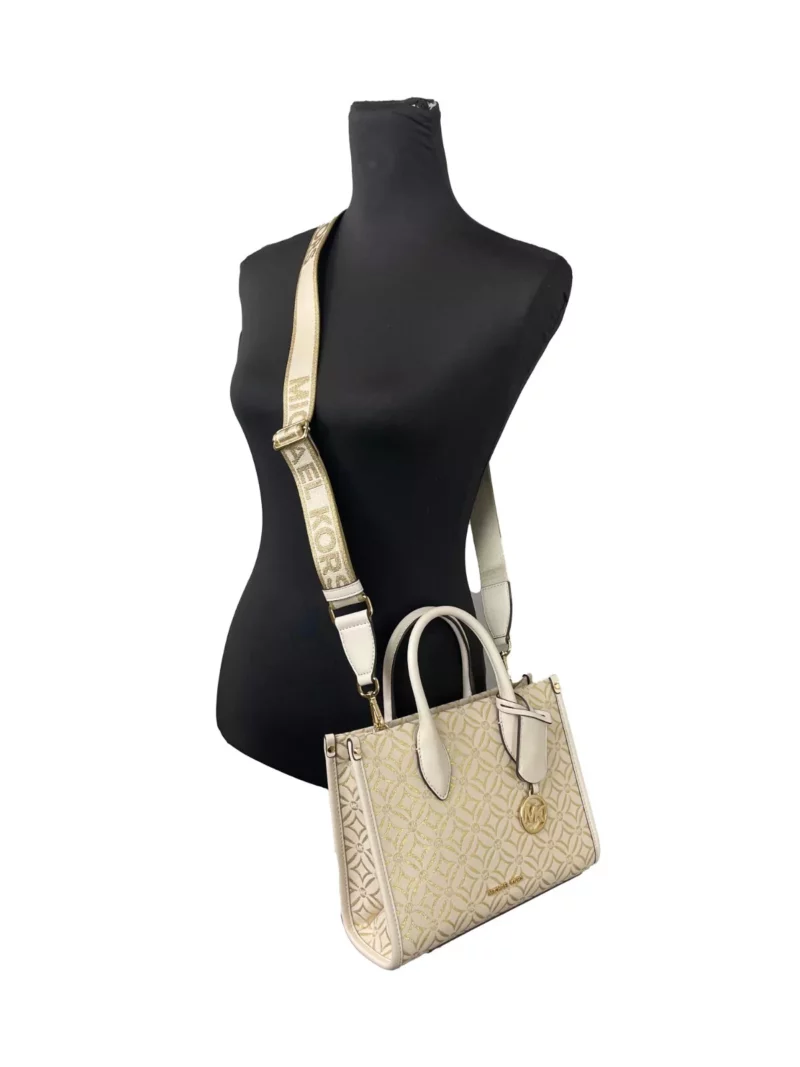 Michael Kors Mirella Small Top Zip Crossbody Tote Bag Creme - Image 3