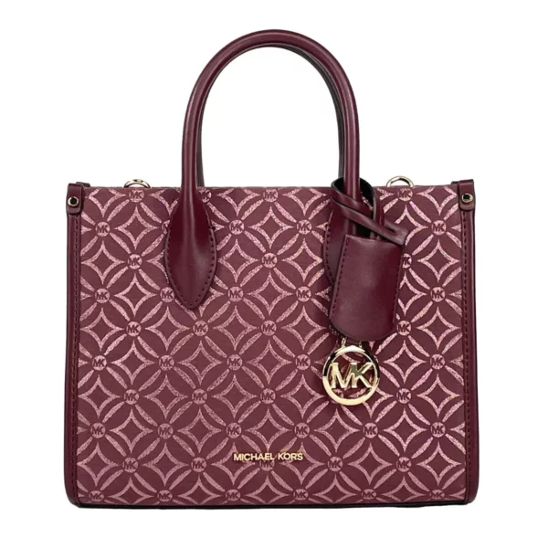 Michael Kors Mirella Small Top Zip Crossbody Tote Bag Oxblood