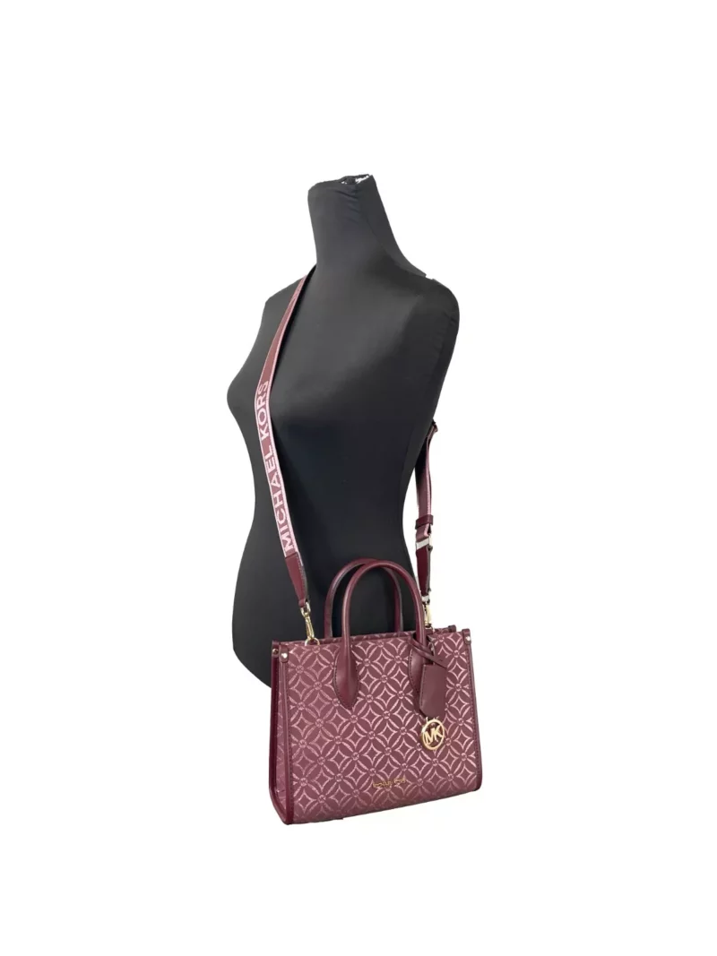 Michael Kors Mirella Small Top Zip Crossbody Tote Bag Oxblood - Image 3