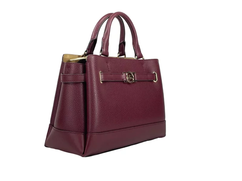 Michael Kors Reed Small Leather Belted Satchel Crossbody Bag Oxblood - Image 2