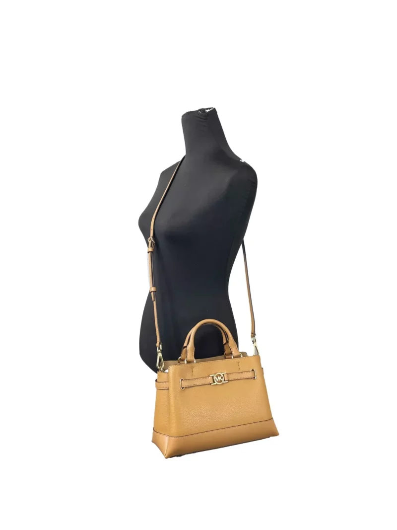 Michael Kors Reed Small Leather Belted Satchel Crossbody Bag Brown - Image 3
