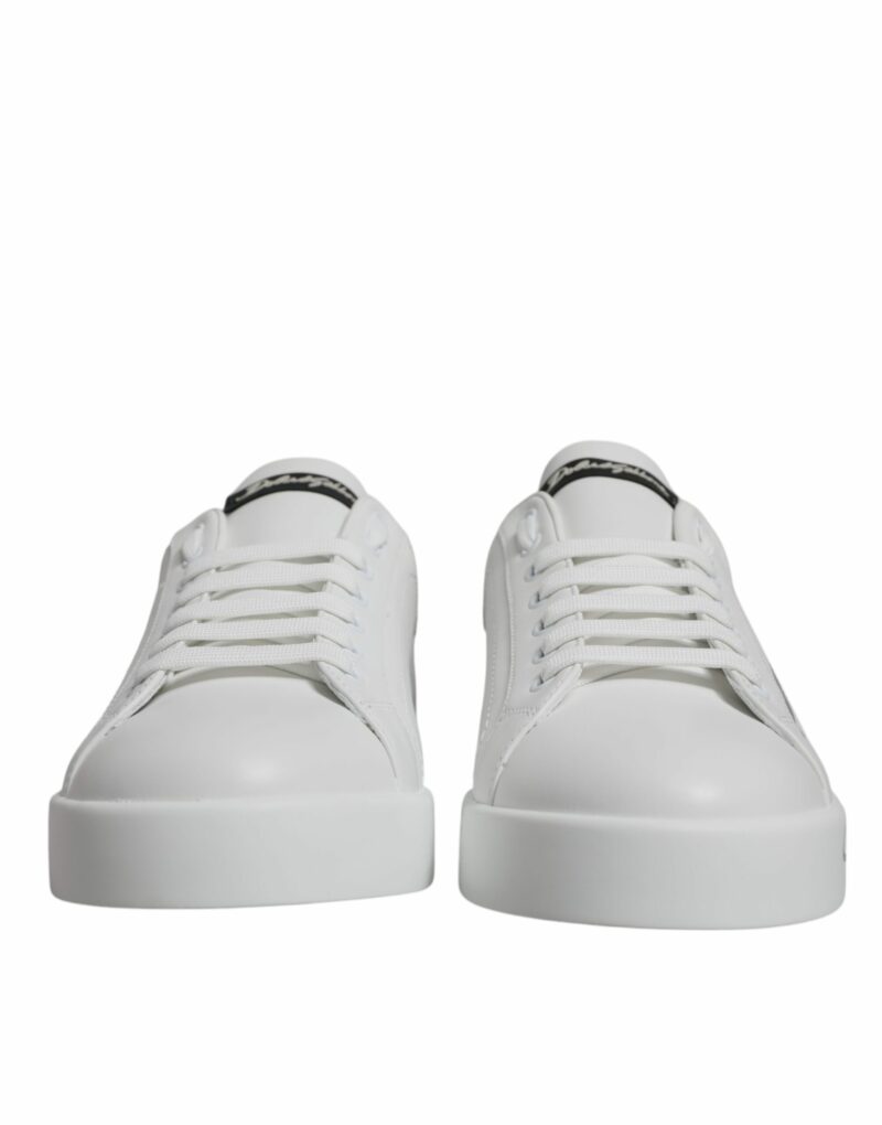 Dolce & Gabbana White Black Logo Portofino Sneaker Shoes - Image 2