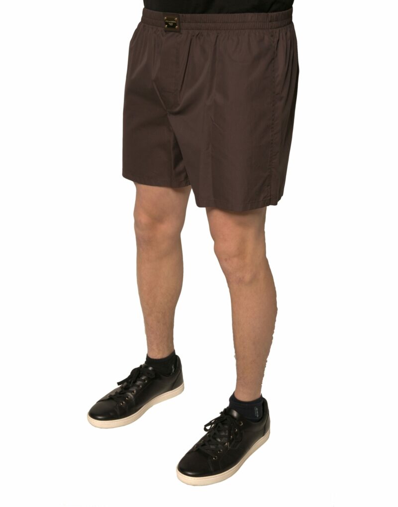 Dolce & Gabbana Brown Cotton Blend Men Mid Waist Shorts - Image 3