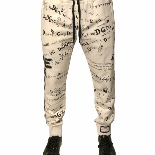 Dolce & Gabbana White Printed Cotton Jogger Sweatpants Pants