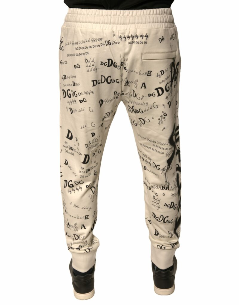 Dolce & Gabbana White Printed Cotton Jogger Sweatpants Pants - Image 4