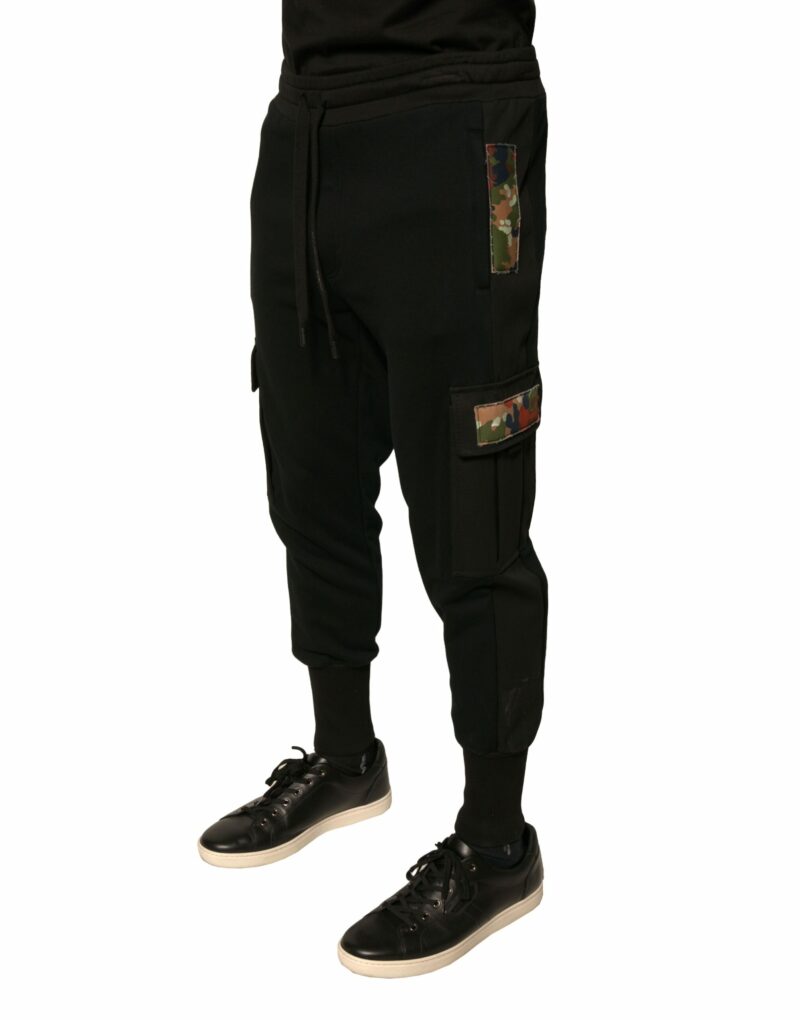 Dolce & Gabbana Black Cotton Jogger Cargo Sweatpants Pants - Image 3