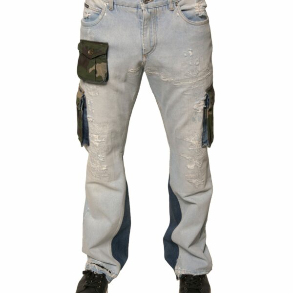 Dolce & Gabbana Light Blue Cotton Cargo Straight Denim Jeans