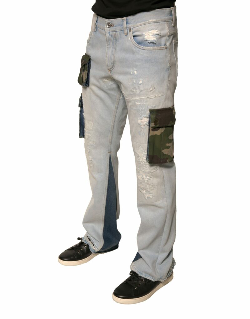 Dolce & Gabbana Light Blue Cotton Cargo Straight Denim Jeans - Image 3
