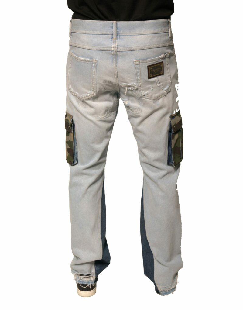 Dolce & Gabbana Light Blue Cotton Cargo Straight Denim Jeans - Image 4