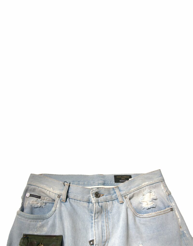 Dolce & Gabbana Light Blue Cotton Cargo Straight Denim Jeans - Image 5