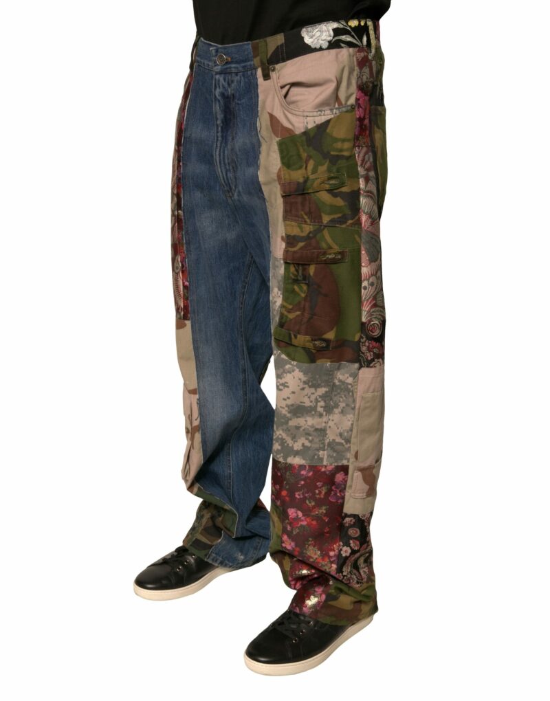 Dolce & Gabbana Blue Patchwork Cotton Straight Denim Jeans - Image 3