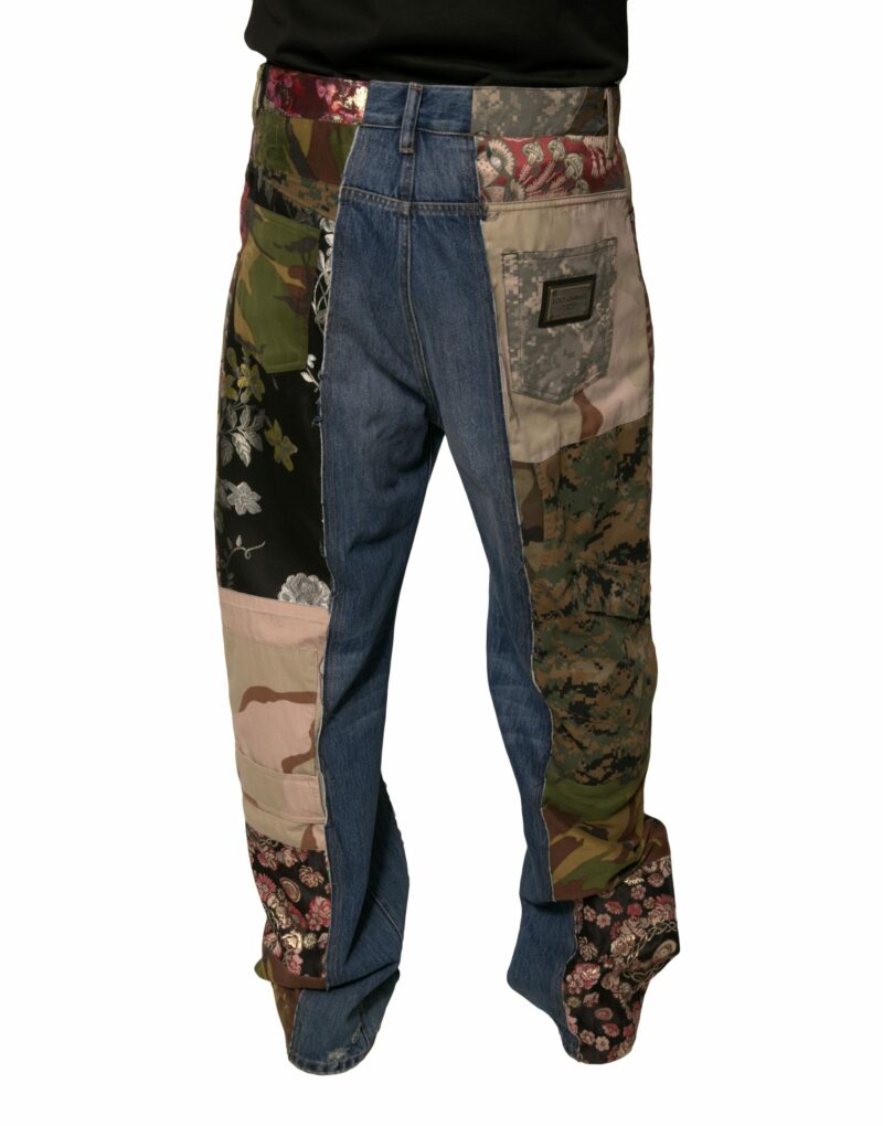 Dolce & Gabbana Blue Patchwork Cotton Straight Denim Jeans - Image 4