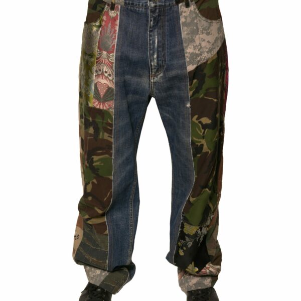 Dolce & Gabbana Blue Patchwork Cotton Straight Denim Jeans
