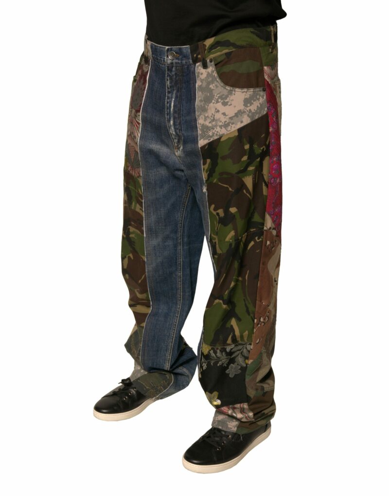Dolce & Gabbana Blue Patchwork Cotton Straight Denim Jeans - Image 3