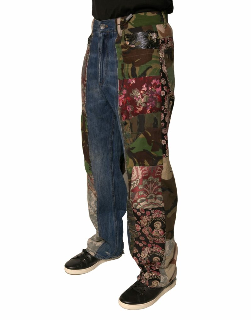 Dolce & Gabbana Blue Patchwork Cotton Straight Denim Jeans - Image 3
