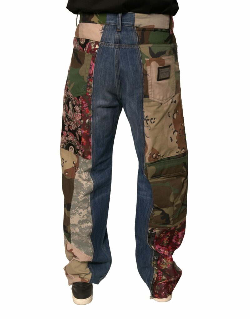 Dolce & Gabbana Blue Patchwork Cotton Straight Denim Jeans - Image 4