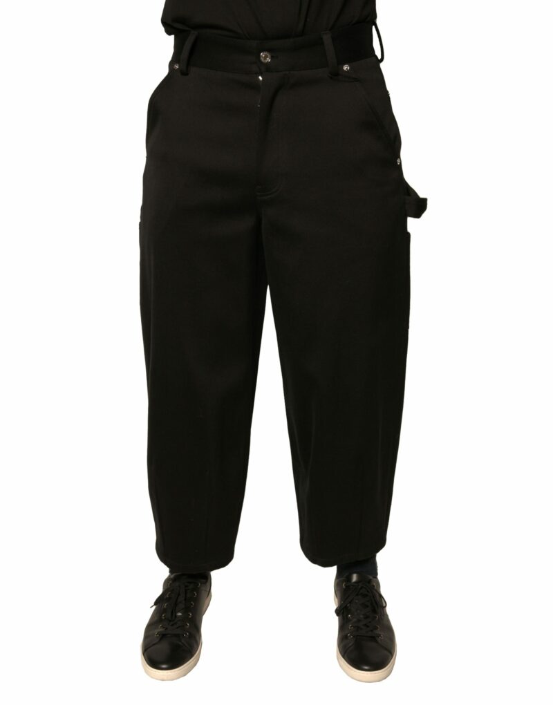 Dolce & Gabbana Black Cotton Mid Waist Cropped Pants - Image 2