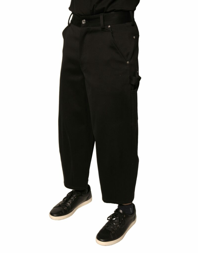 Dolce & Gabbana Black Cotton Mid Waist Cropped Pants - Image 3