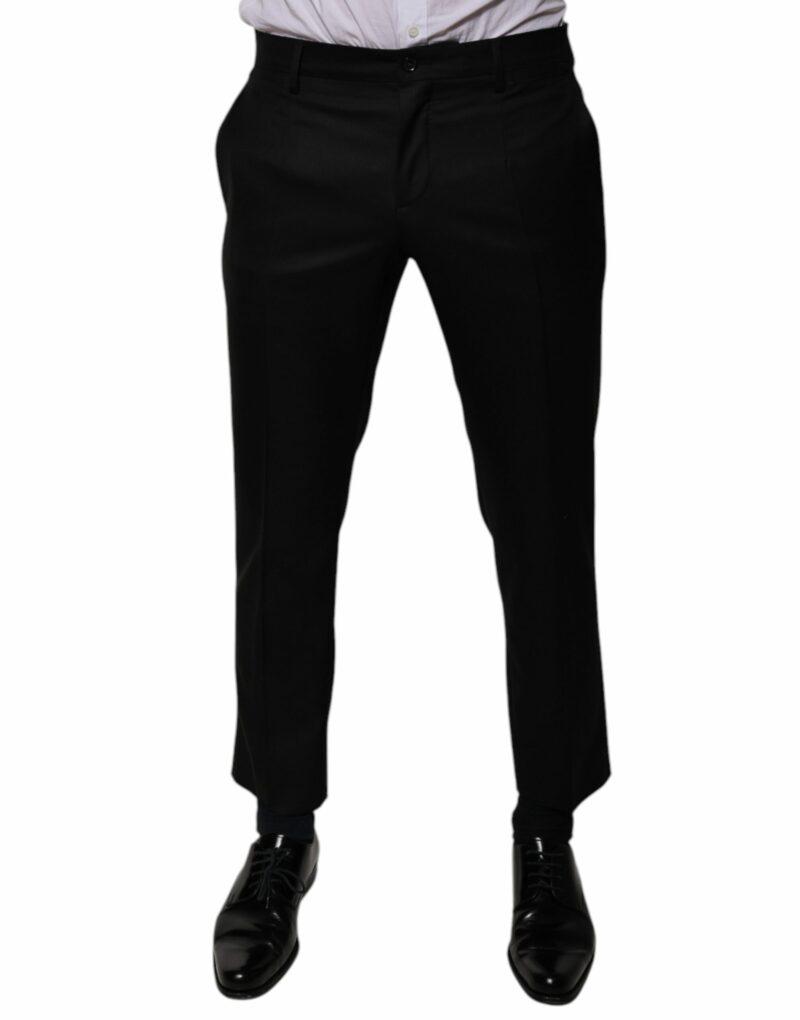 Dolce & Gabbana Black Wool Tapered Formal Dress Pants - Image 2
