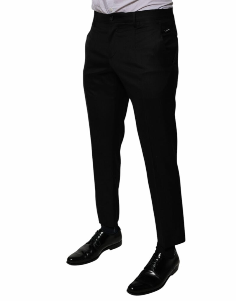 Dolce & Gabbana Black Wool Tapered Formal Dress Pants - Image 3