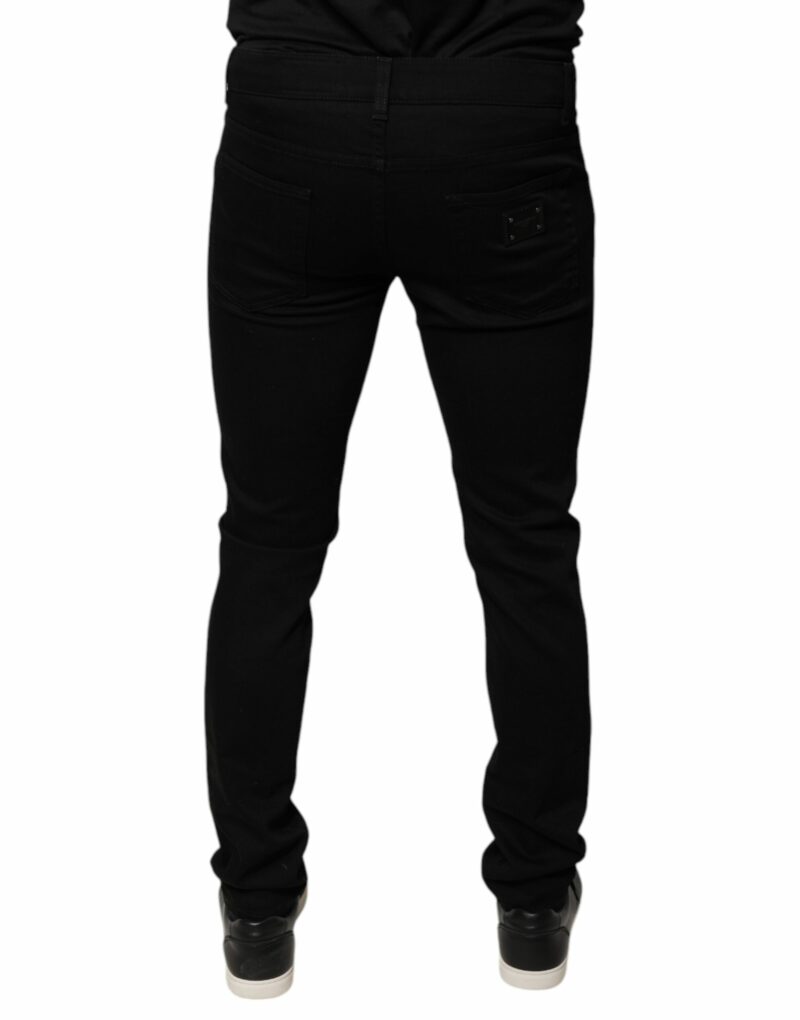 Dolce & Gabbana Black DG Crown Logo Cotton Skinny Denim Jeans - Image 4