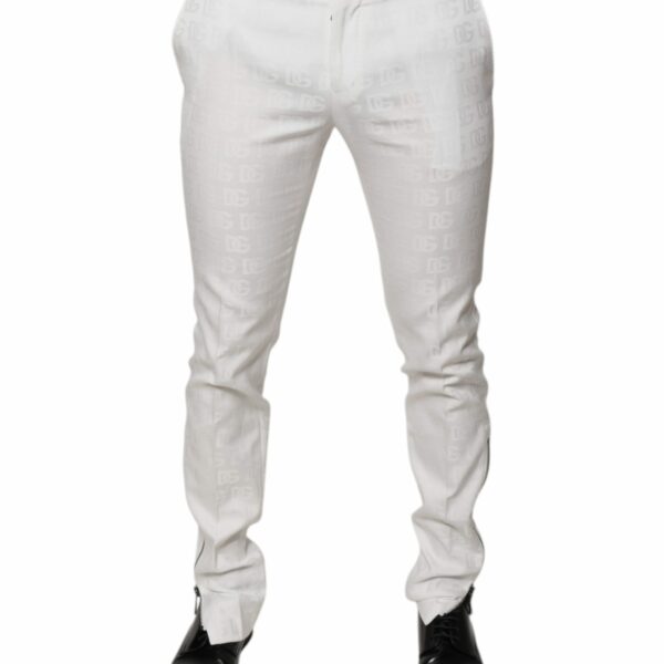 Dolce & Gabbana White Cotton Tapered Formal Dress Pants