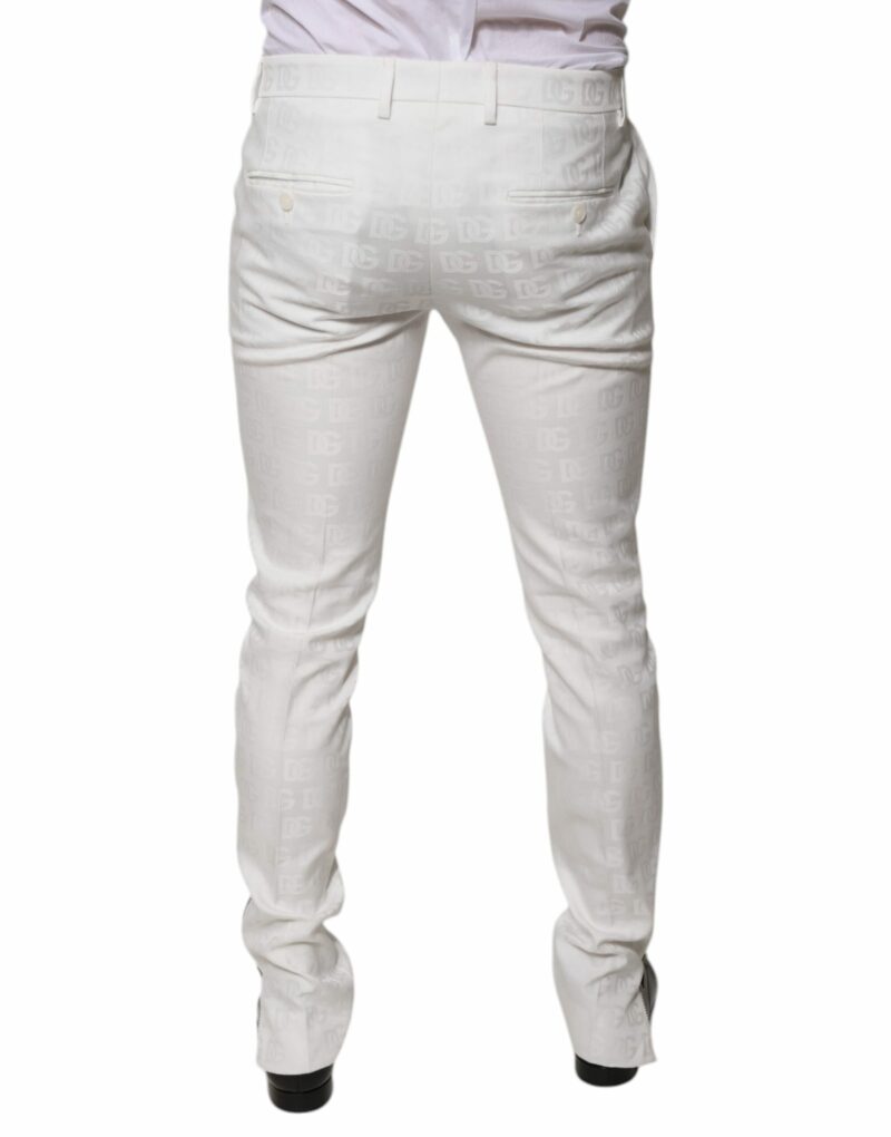 Dolce & Gabbana White Cotton Tapered Formal Dress Pants - Image 4