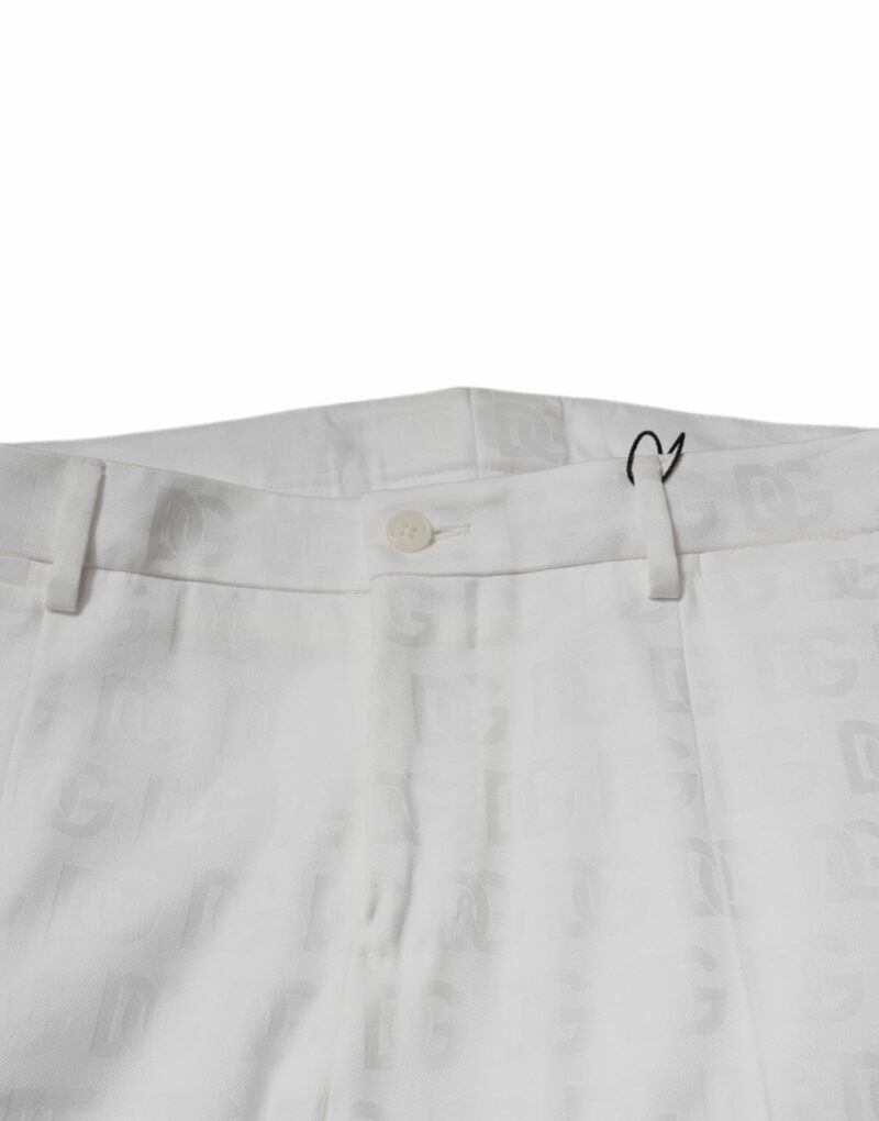 Dolce & Gabbana White Cotton Tapered Formal Dress Pants - Image 5