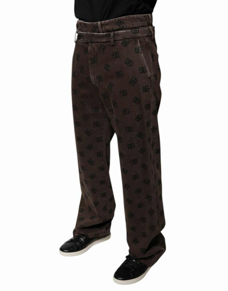 Dolce & Gabbana Brown Logo Cotton Straight Denim Jeans - Image 3