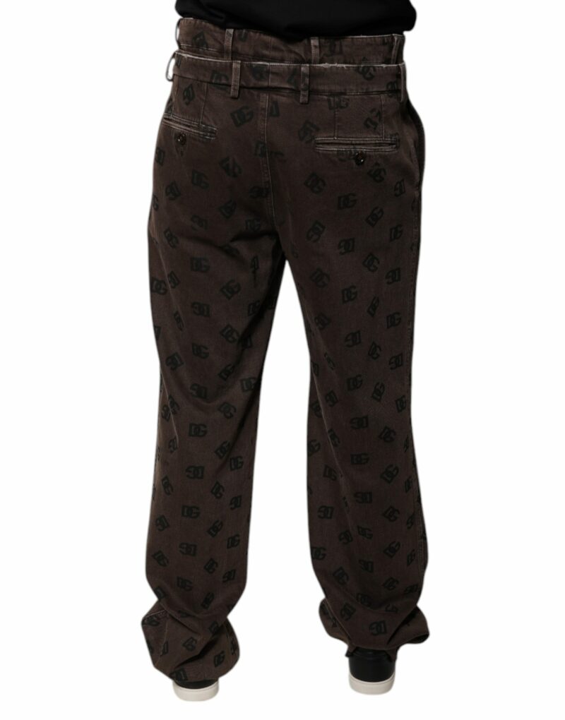 Dolce & Gabbana Brown Logo Cotton Straight Denim Jeans - Image 4