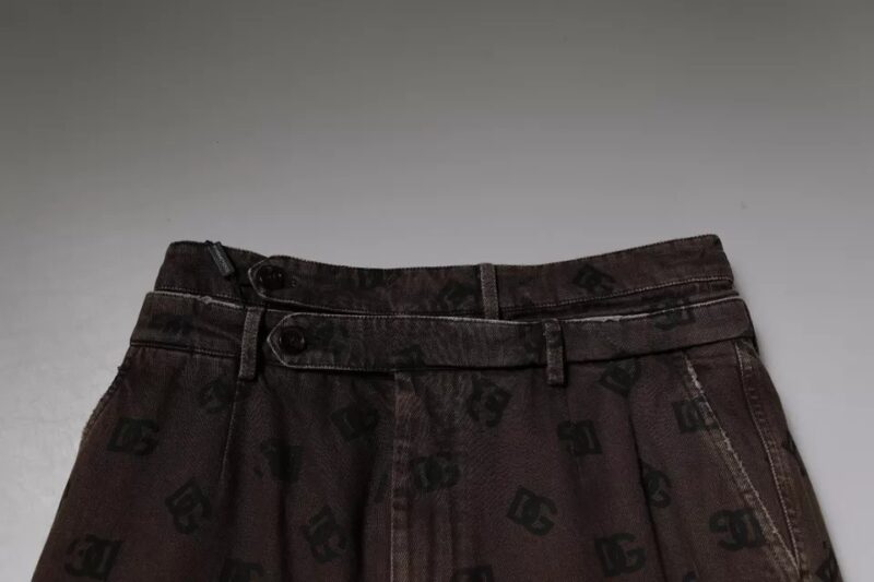 Dolce & Gabbana Brown Logo Cotton Straight Denim Jeans - Image 6