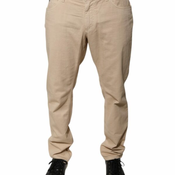 Dolce & Gabbana Beige Cotton Mid Waist Skinny Denim Jeans