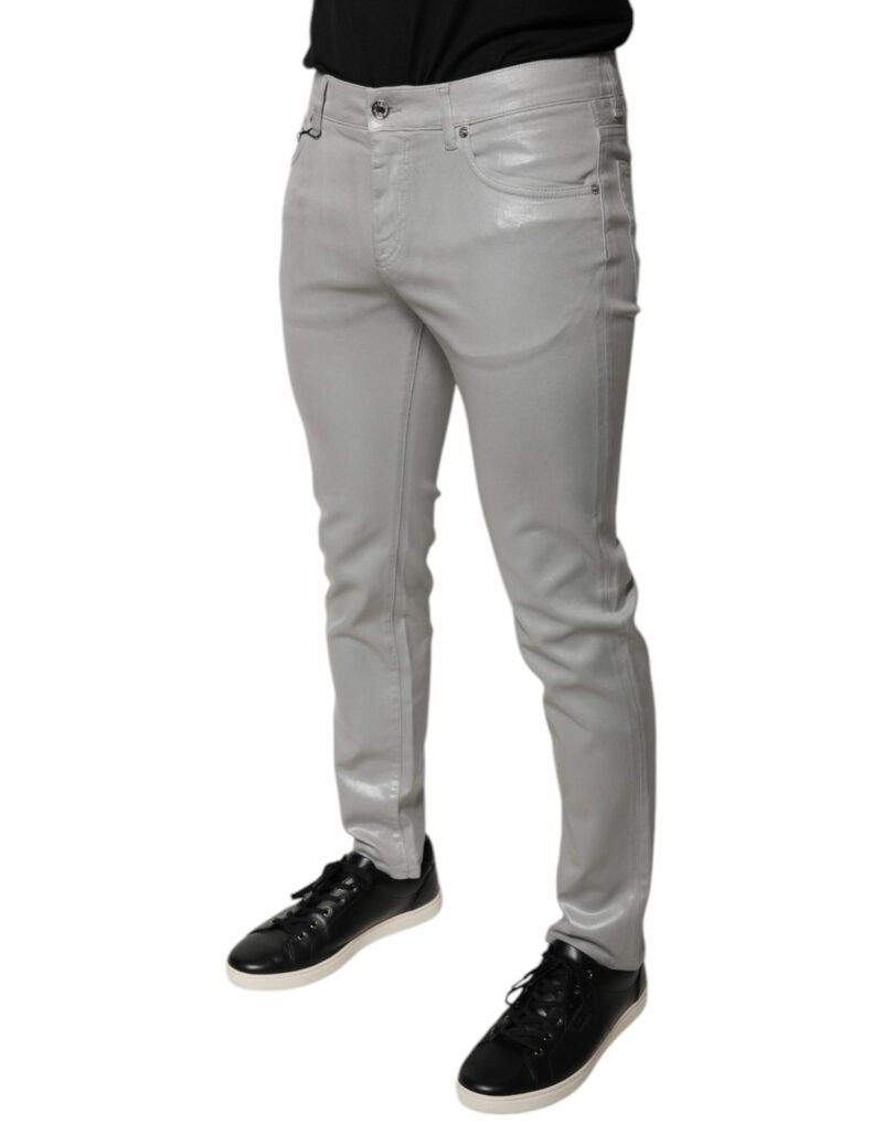 Dolce & Gabbana Gray Cotton Stretch Slim Fit Denim Jeans - Image 3