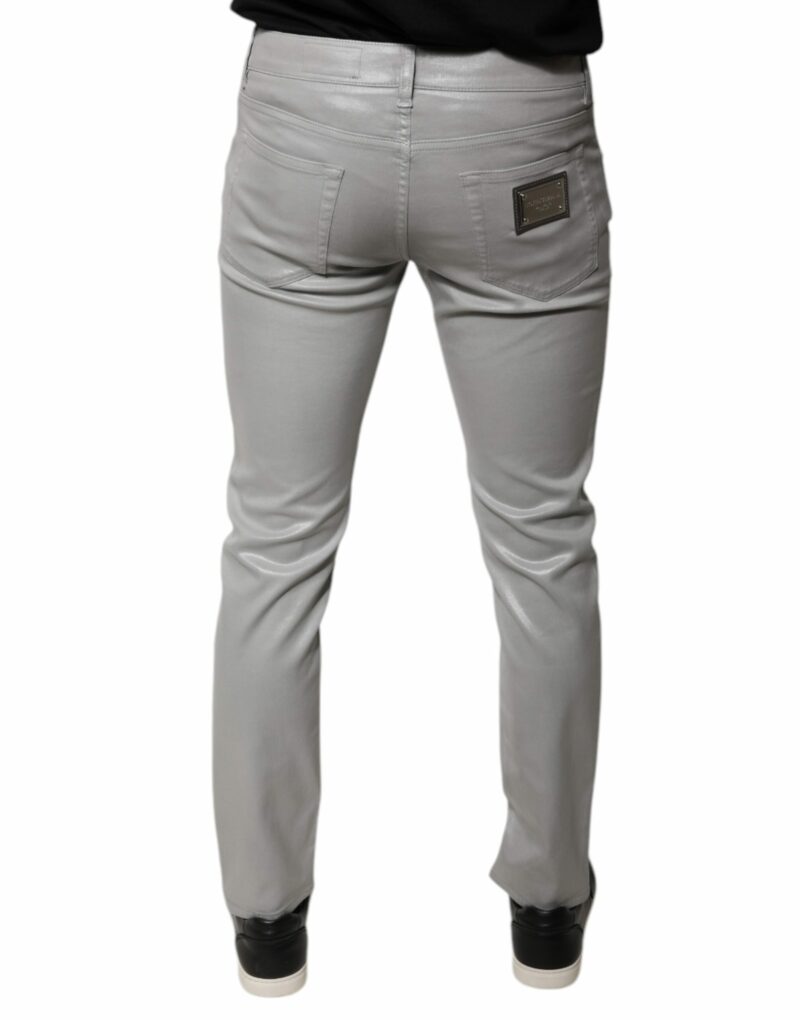 Dolce & Gabbana Gray Cotton Stretch Slim Fit Denim Jeans - Image 4