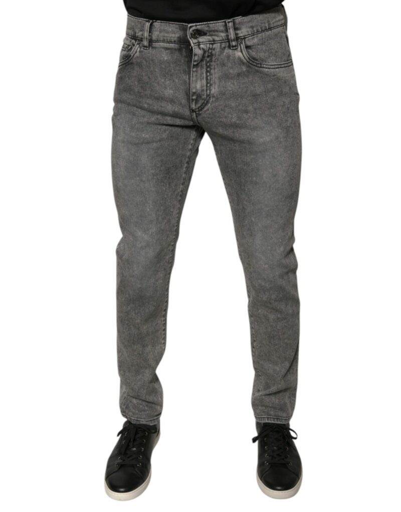 Dolce & Gabbana Gray Washed Cotton Skinny Denim Jeans - Image 2