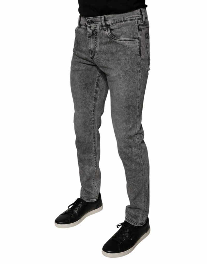 Dolce & Gabbana Gray Washed Cotton Skinny Denim Jeans - Image 3