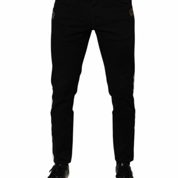Dolce & Gabbana Black Crown White Lining Skinny Denim Jeans