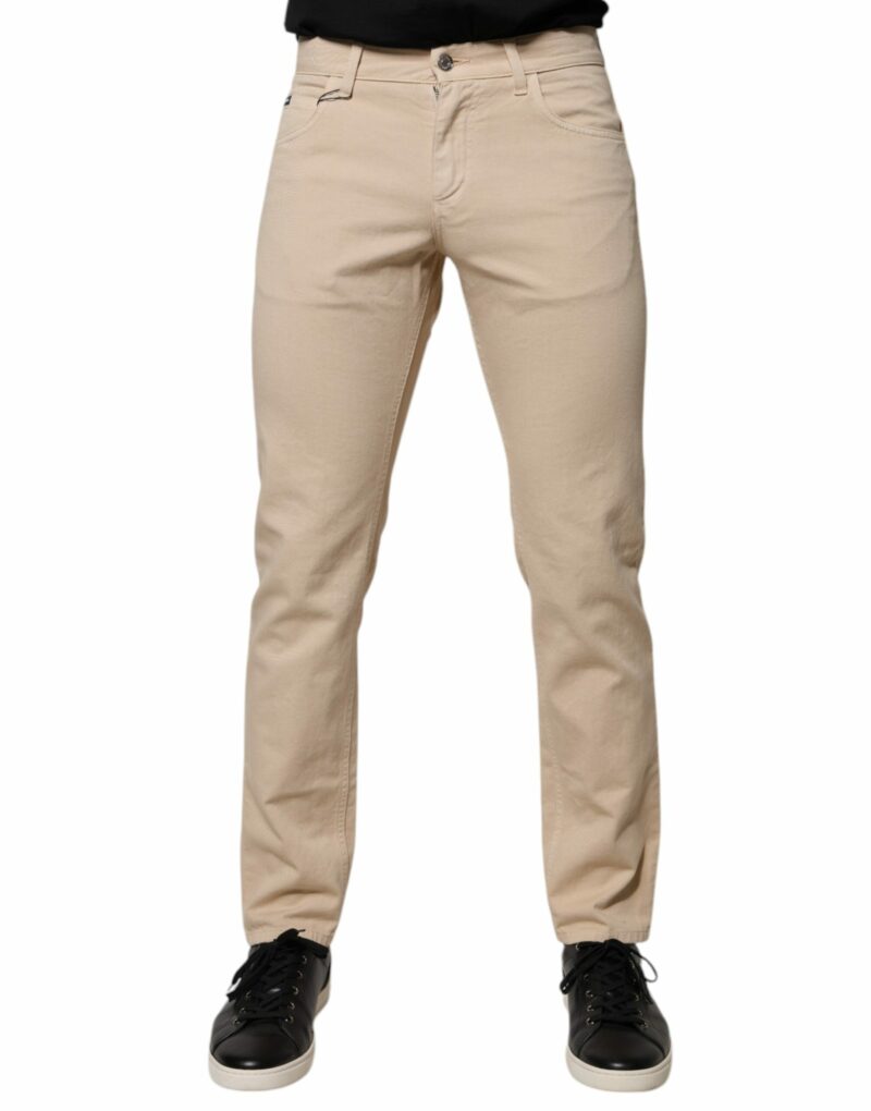 Dolce & Gabbana Beige Cotton Stretch Regular Men Denim Jeans - Image 2