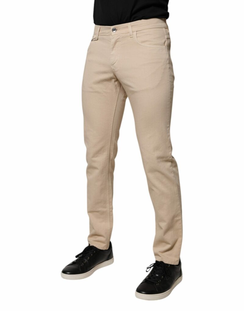 Dolce & Gabbana Beige Cotton Stretch Regular Men Denim Jeans - Image 3