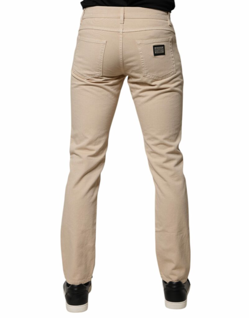 Dolce & Gabbana Beige Cotton Stretch Regular Men Denim Jeans - Image 4
