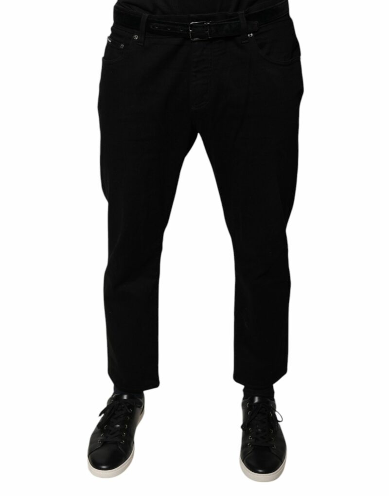 Dolce & Gabbana Black Cotton Stretch Logo Skinny Denim Jeans - Image 2