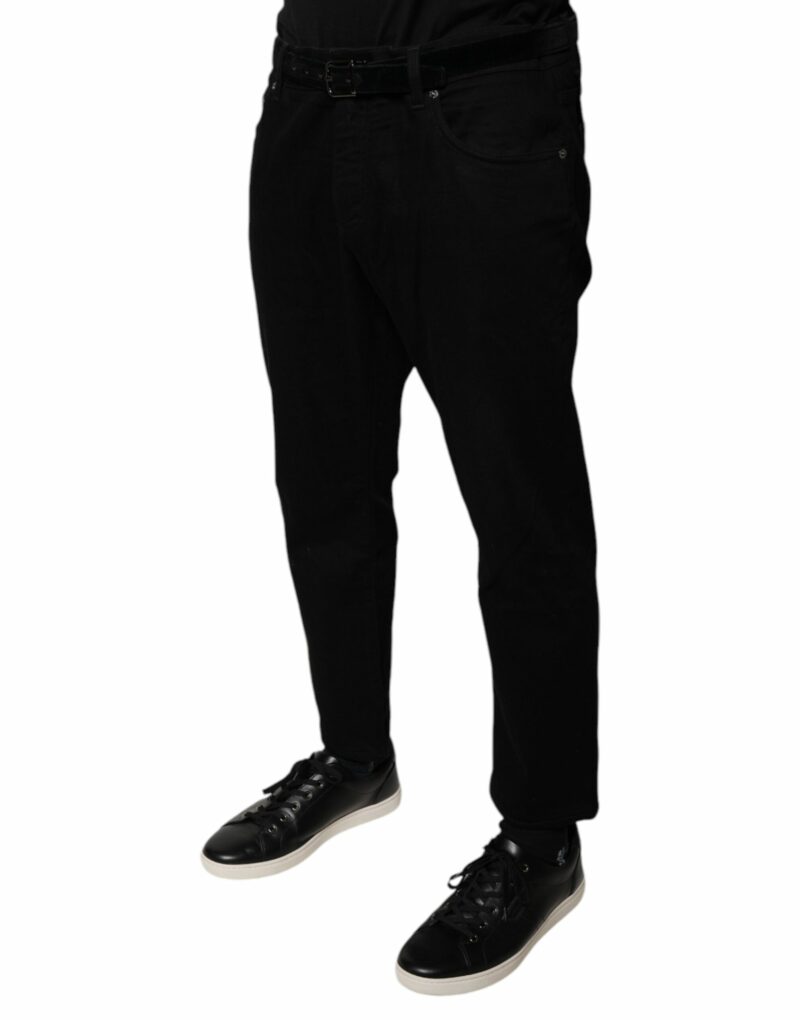 Dolce & Gabbana Black Cotton Stretch Logo Skinny Denim Jeans - Image 3