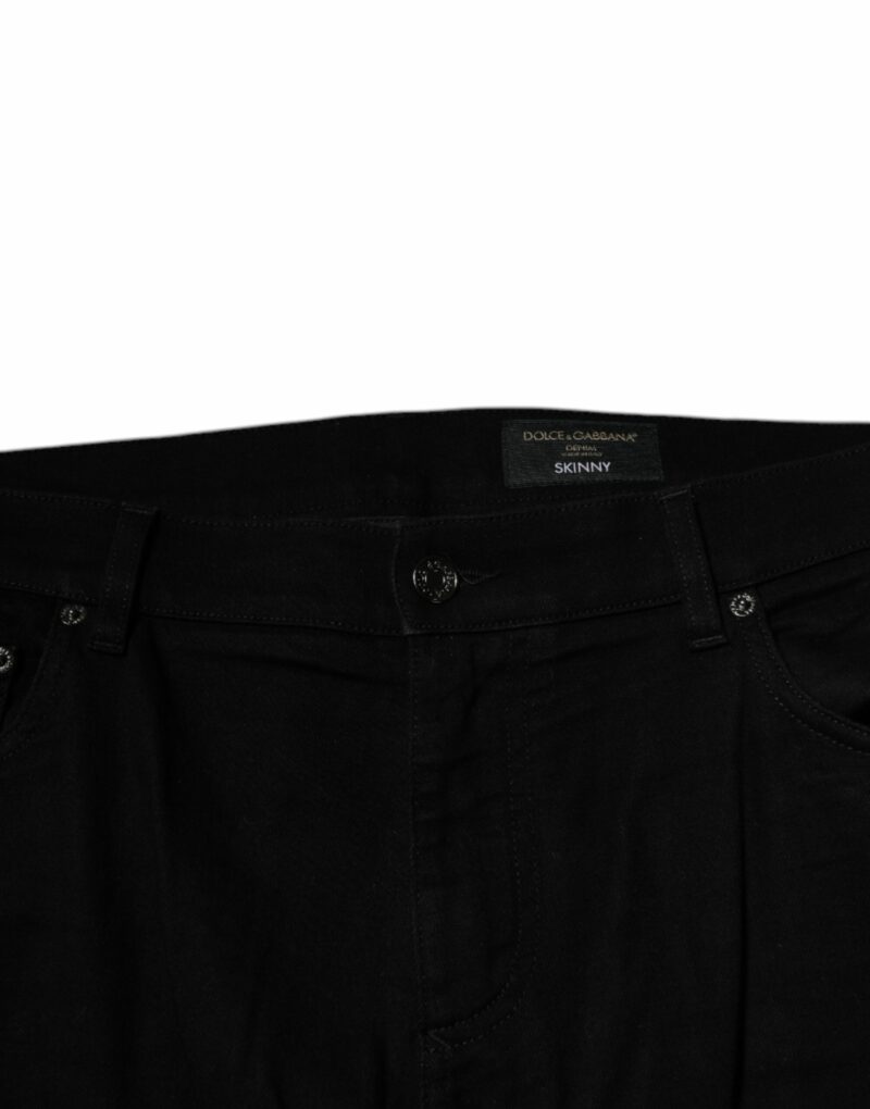 Dolce & Gabbana Black Cotton Stretch Logo Skinny Denim Jeans - Image 5