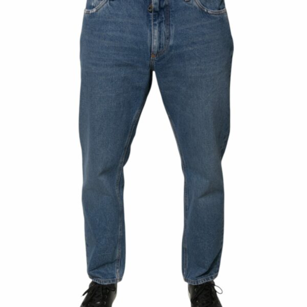 Dolce & Gabbana Blue Cotton Logo Men Loose Denim Jeans