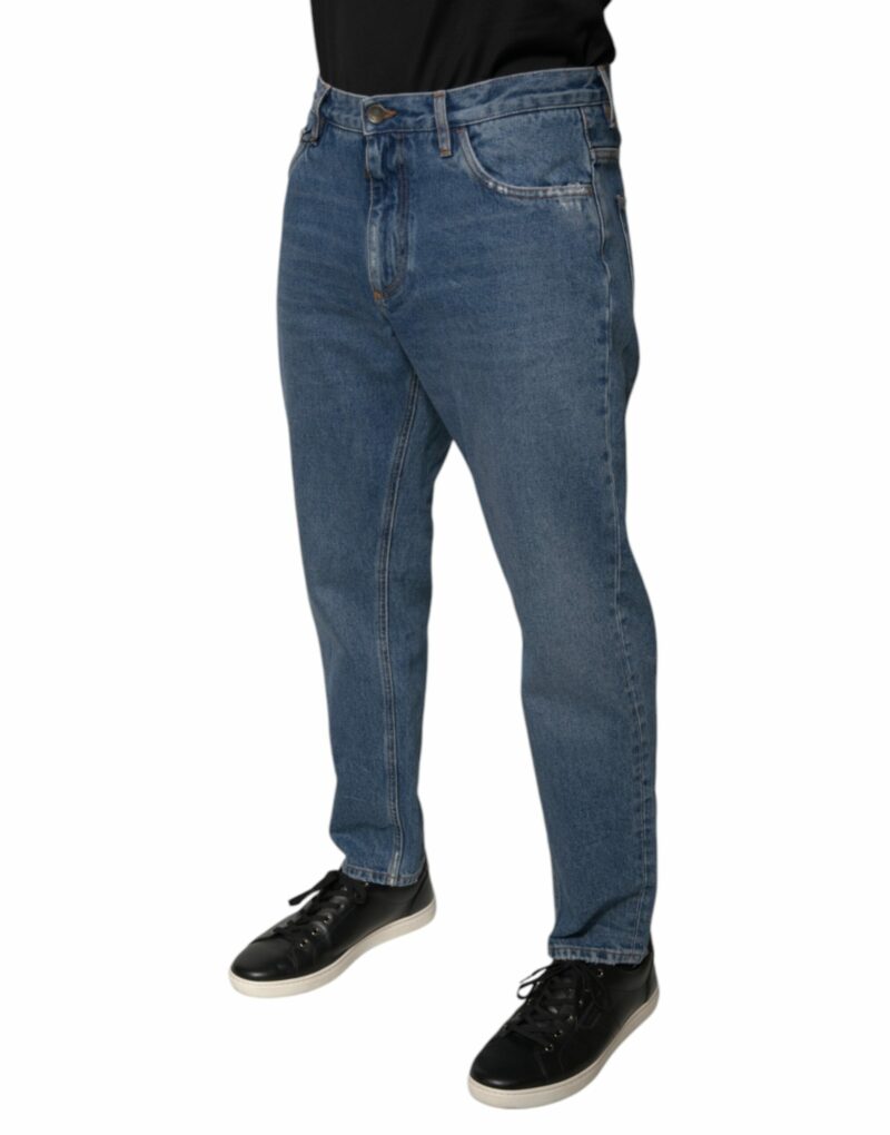 Dolce & Gabbana Blue Cotton Logo Men Loose Denim Jeans - Image 3
